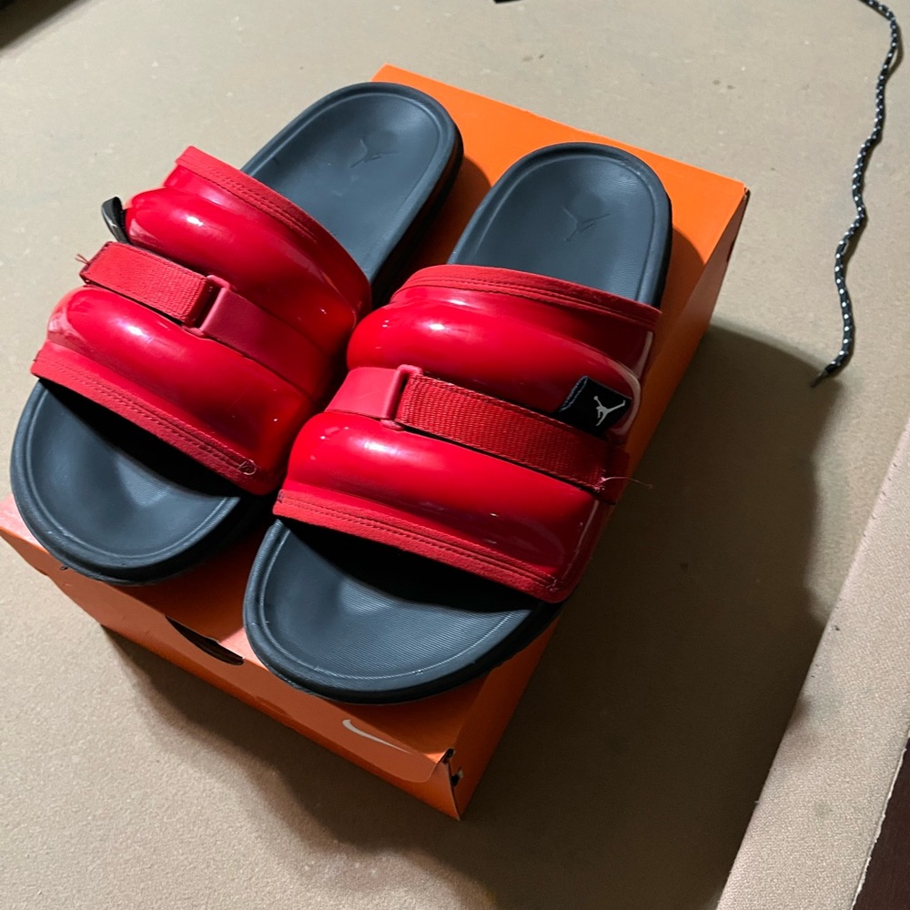 Nike Red and Black Padded Slides